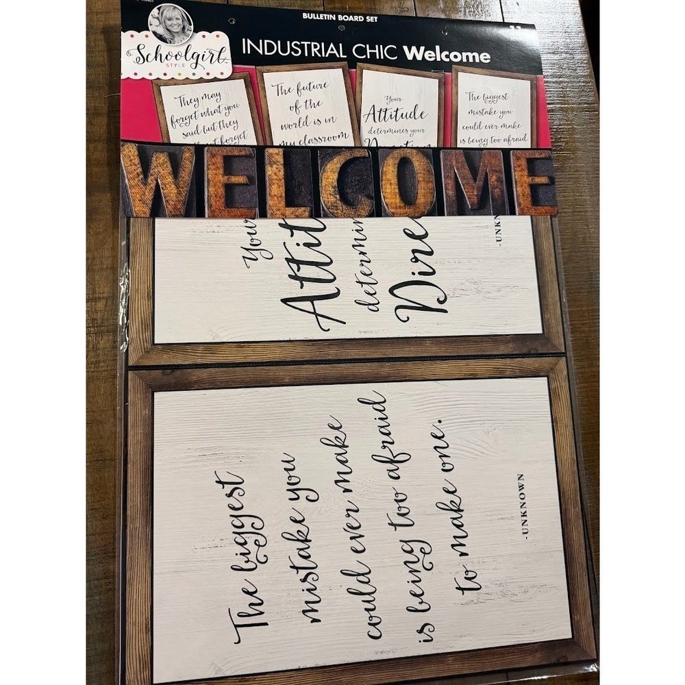 Schoolgirl Style Industrial Chic Welcome Bulletin Board Set 11pc CD-110401 NEW